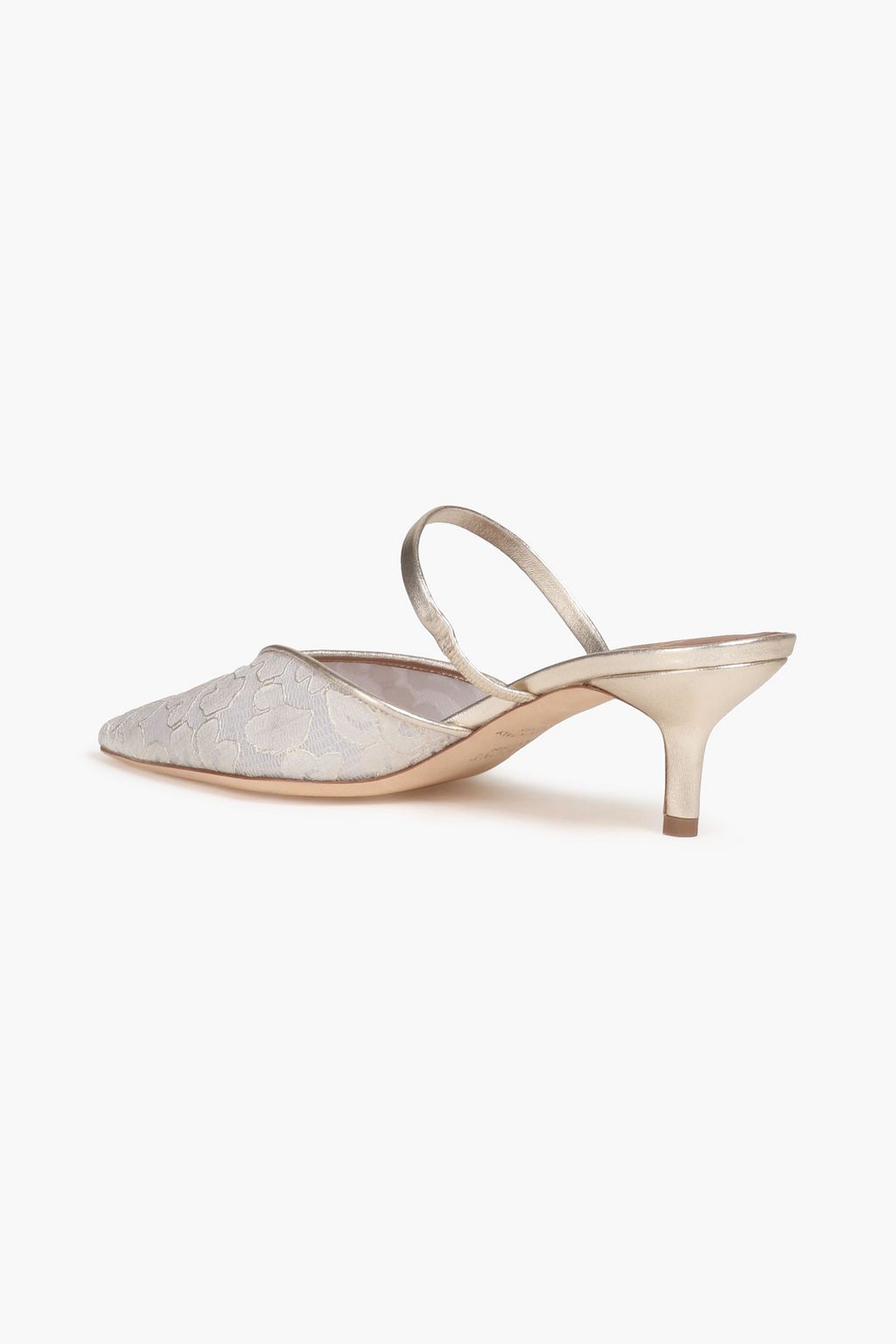 MALONE SOULIERS Marla 45 metallic leather and corded lace mules