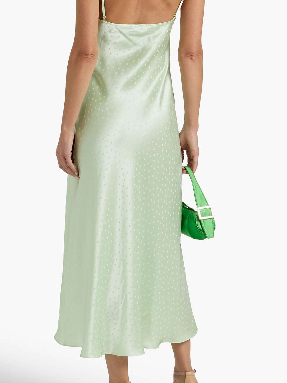 holly polka-dot silk-satin jacquard midi slip dress