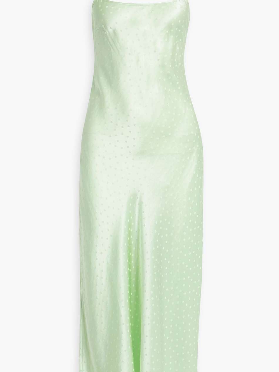 holly polka-dot silk-satin jacquard midi slip dress