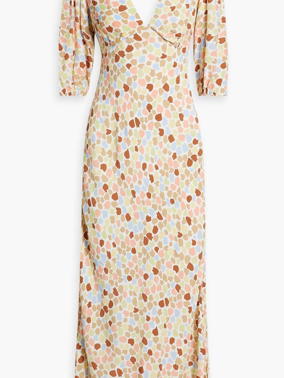 steph cutout printed crepe midi dress