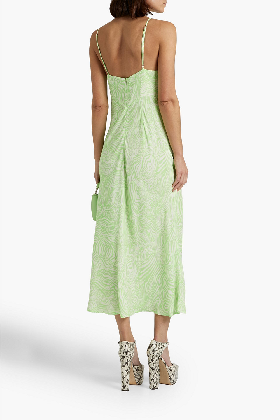 Rixo London Maeve Printed Crepe Midi Dress In Mint