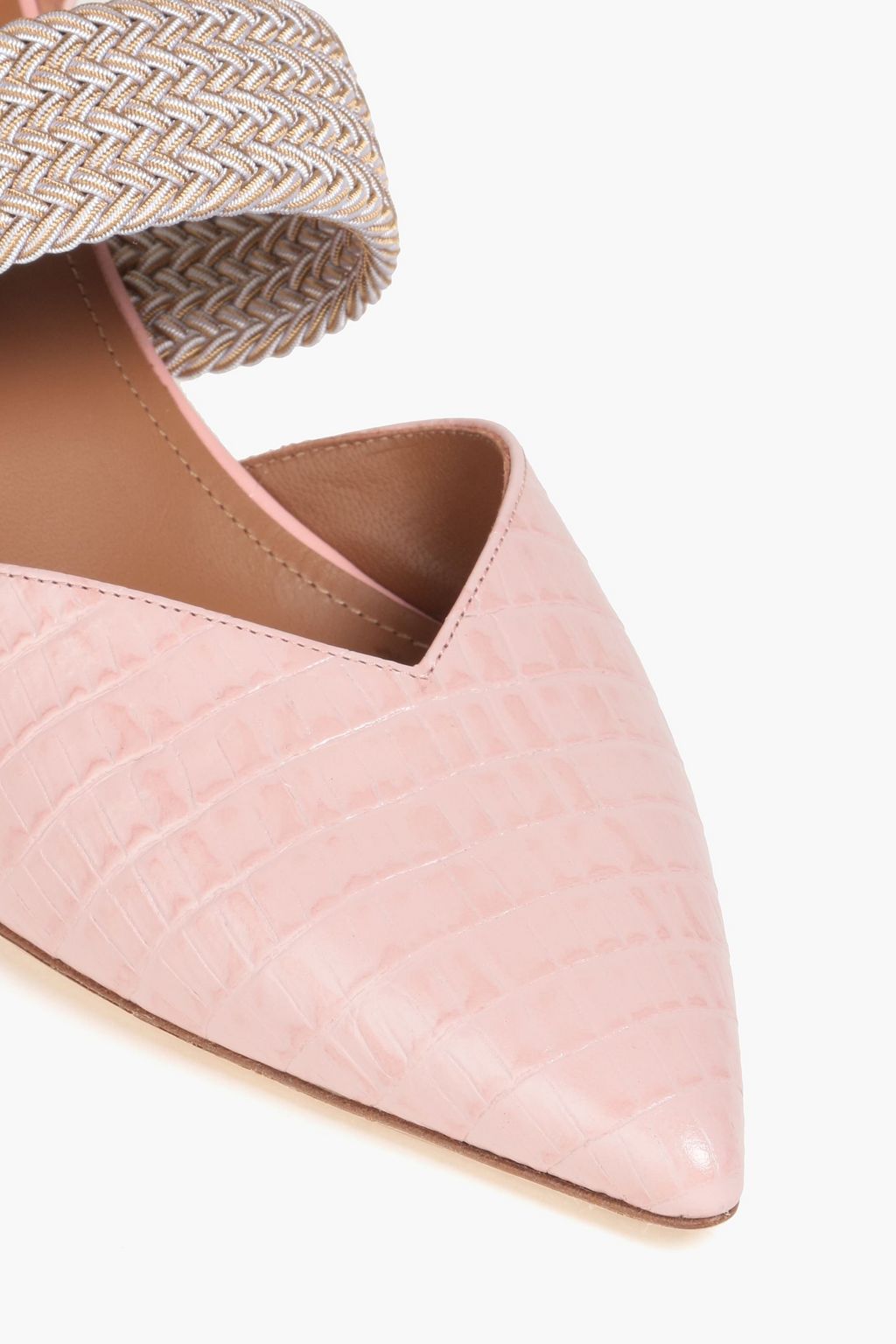 MALONE SOULIERS حذاء مايسي 45 بكعب عالٍ من الجلد بنقشة جلد التمساح