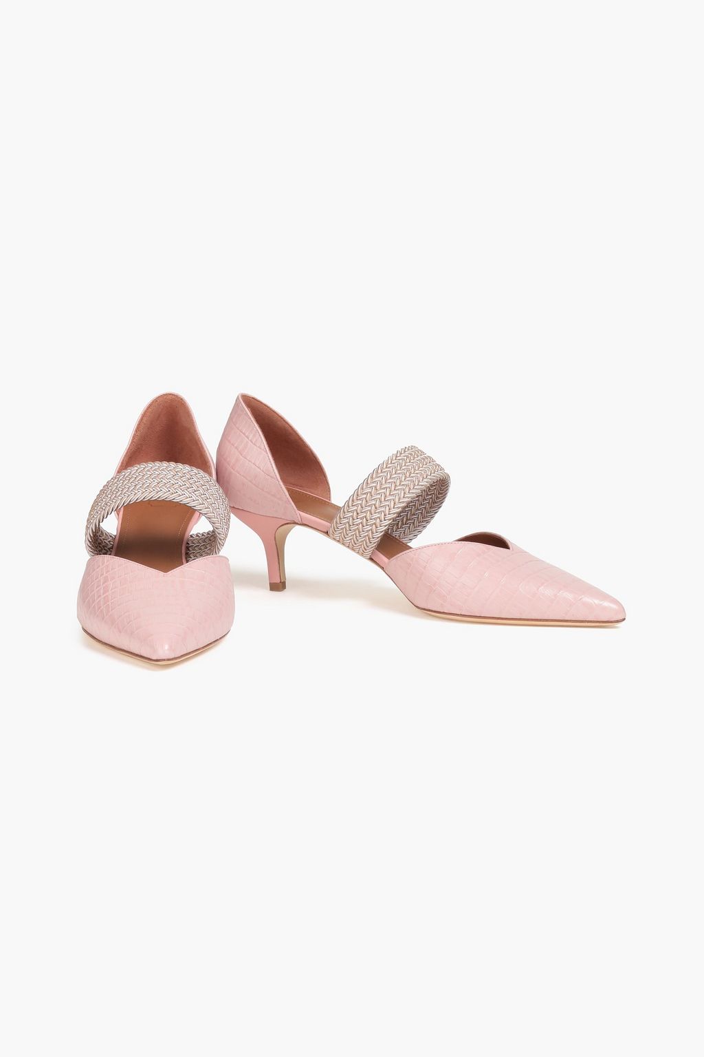 MALONE SOULIERS حذاء مايسي 45 بكعب عالٍ من الجلد بنقشة جلد التمساح