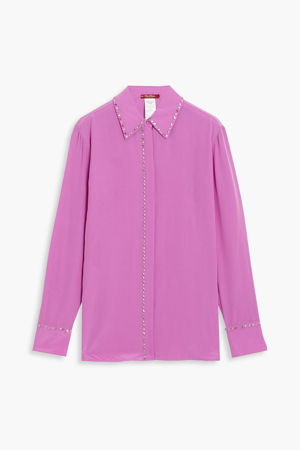 Max Mara Dire Crystal-embellished Silk Shirt In Magenta