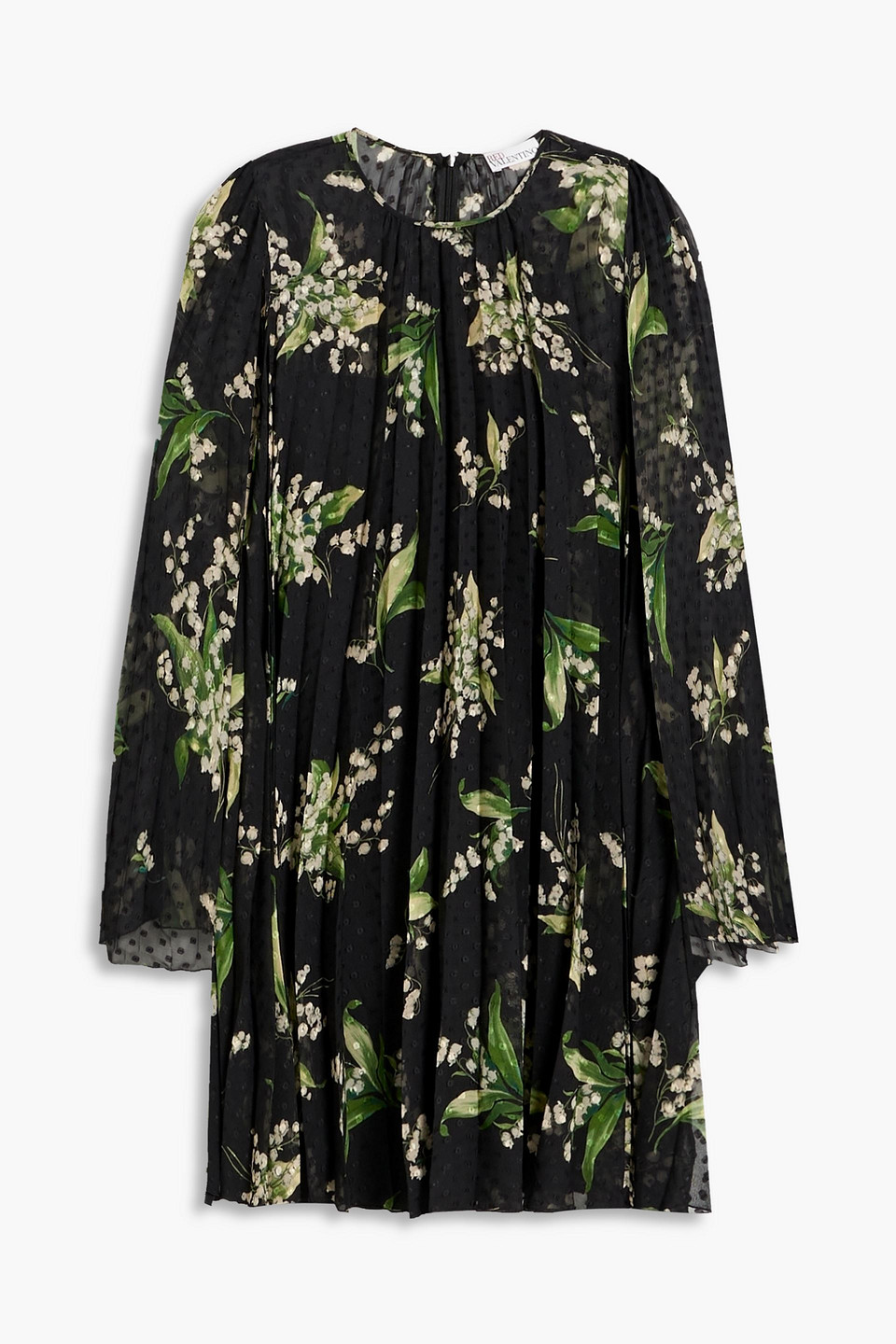 Red Valentino Floral-print Fil Coupé Chiffon Mini Dress In Black