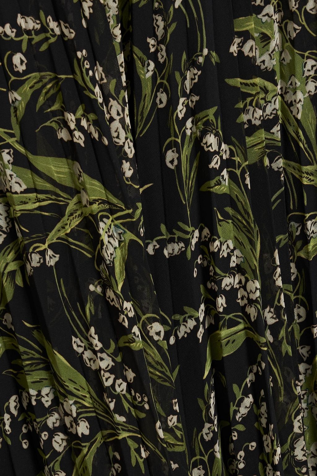 REDVALENTINO Lace-trimmed pleated floral-print chiffon maxi dress