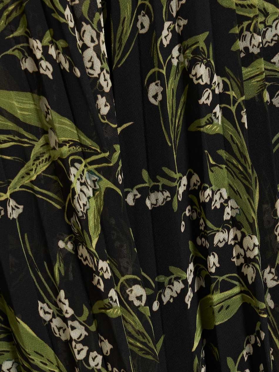 lace-trimmed pleated floral-print chiffon maxi dress
