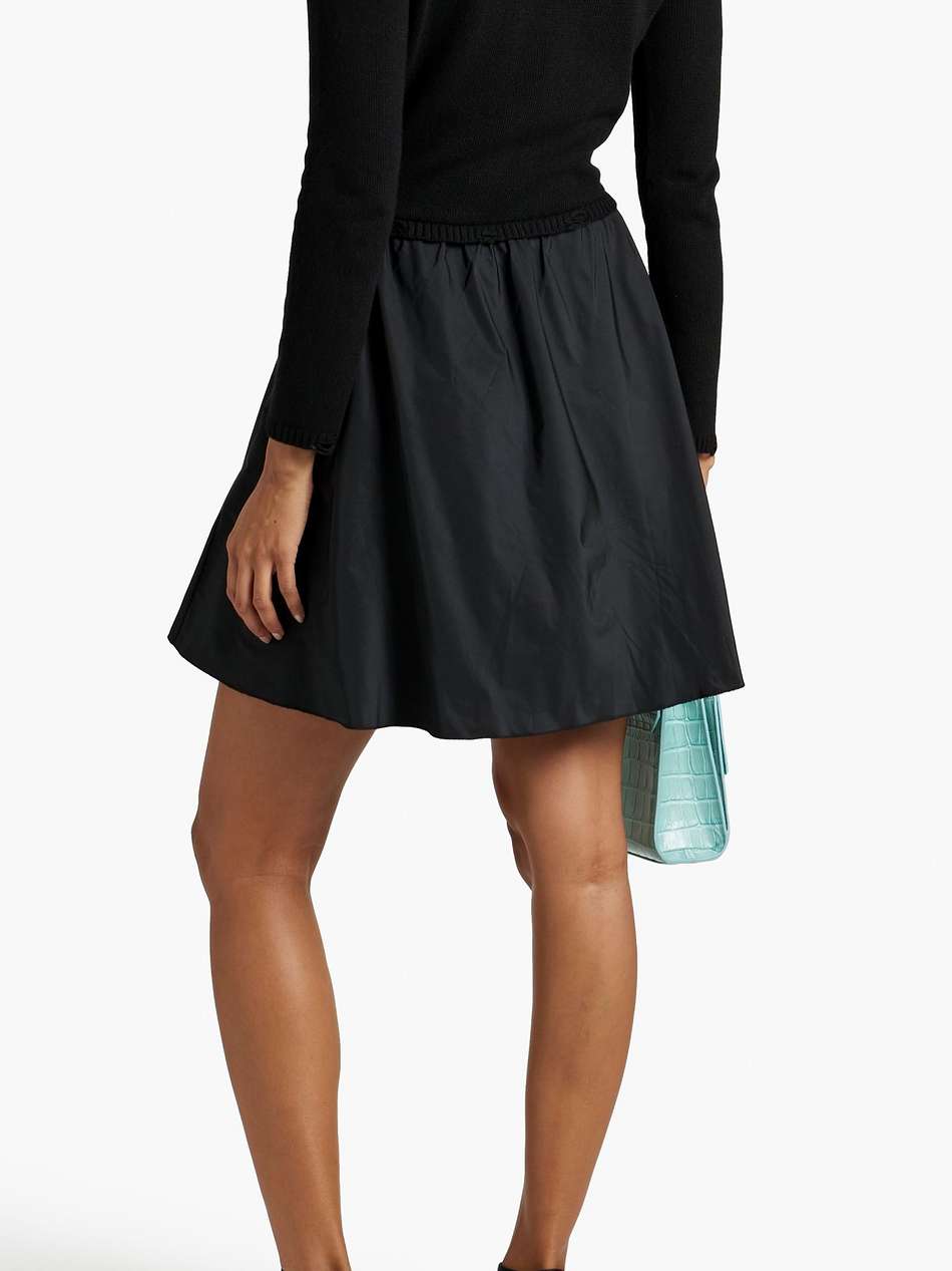 embroidered distressed knitted and taffeta mini dress