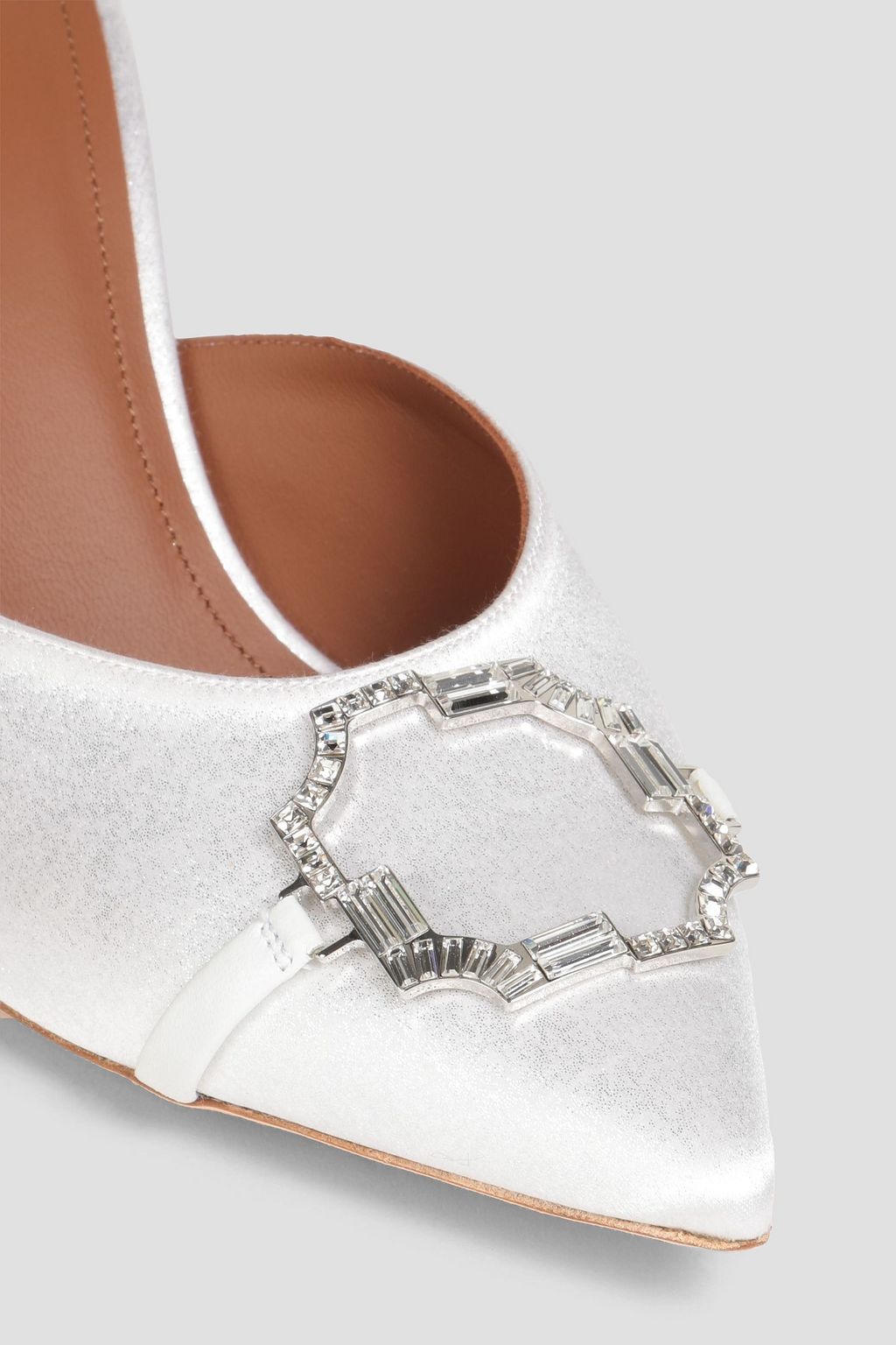 MALONE SOULIERS Embellished glittered satin mules