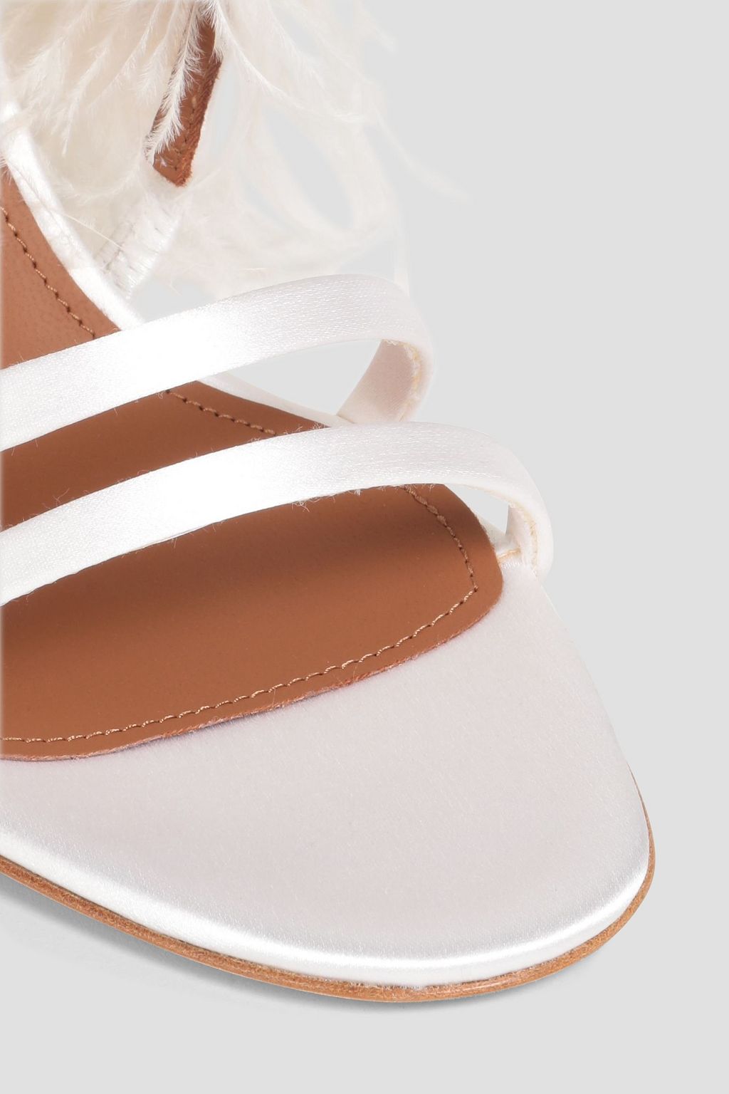 MALONE SOULIERS Sonia feather-embellished satin sandals