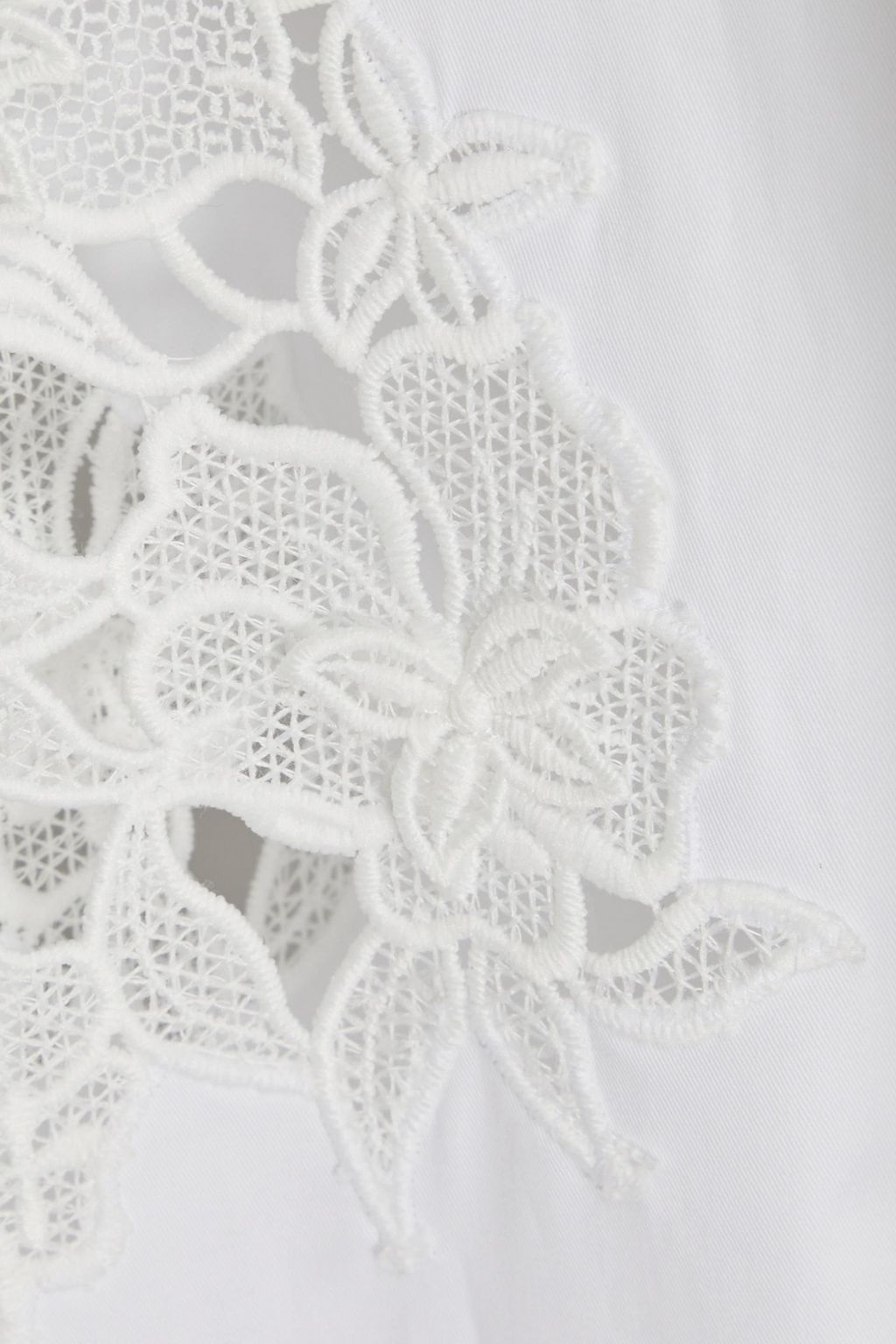 OSCAR DE LA RENTA Guipure lace-trimmed stretch-cotton poplin shirt