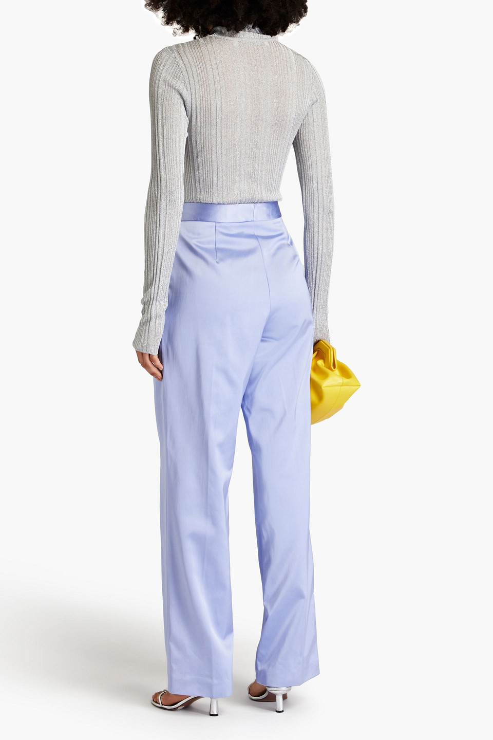 Oscar De La Renta Satin-twill Straight-leg Pants In Lavender