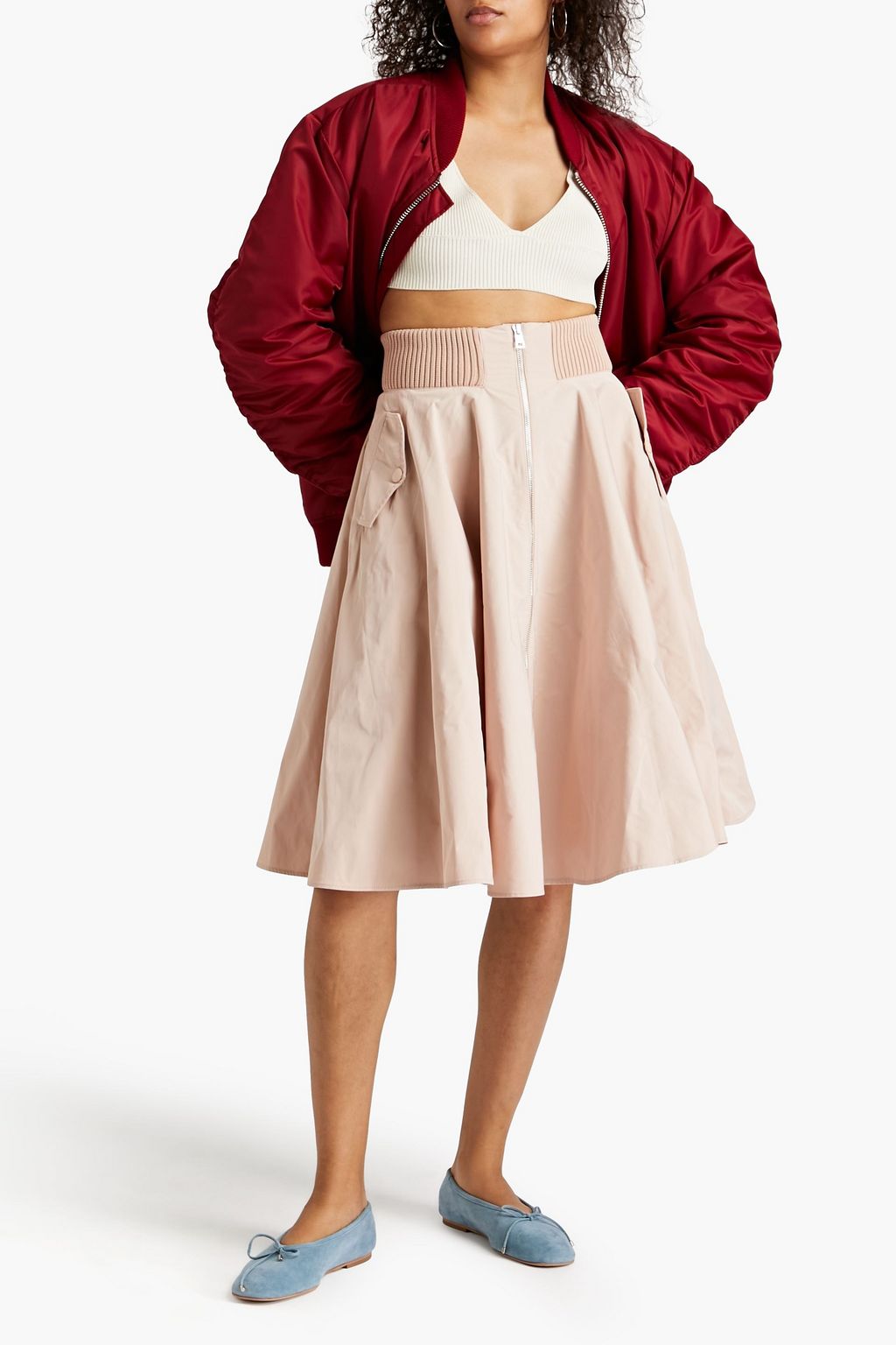 REDVALENTINO تنورة متوسطة الطول من التفتا