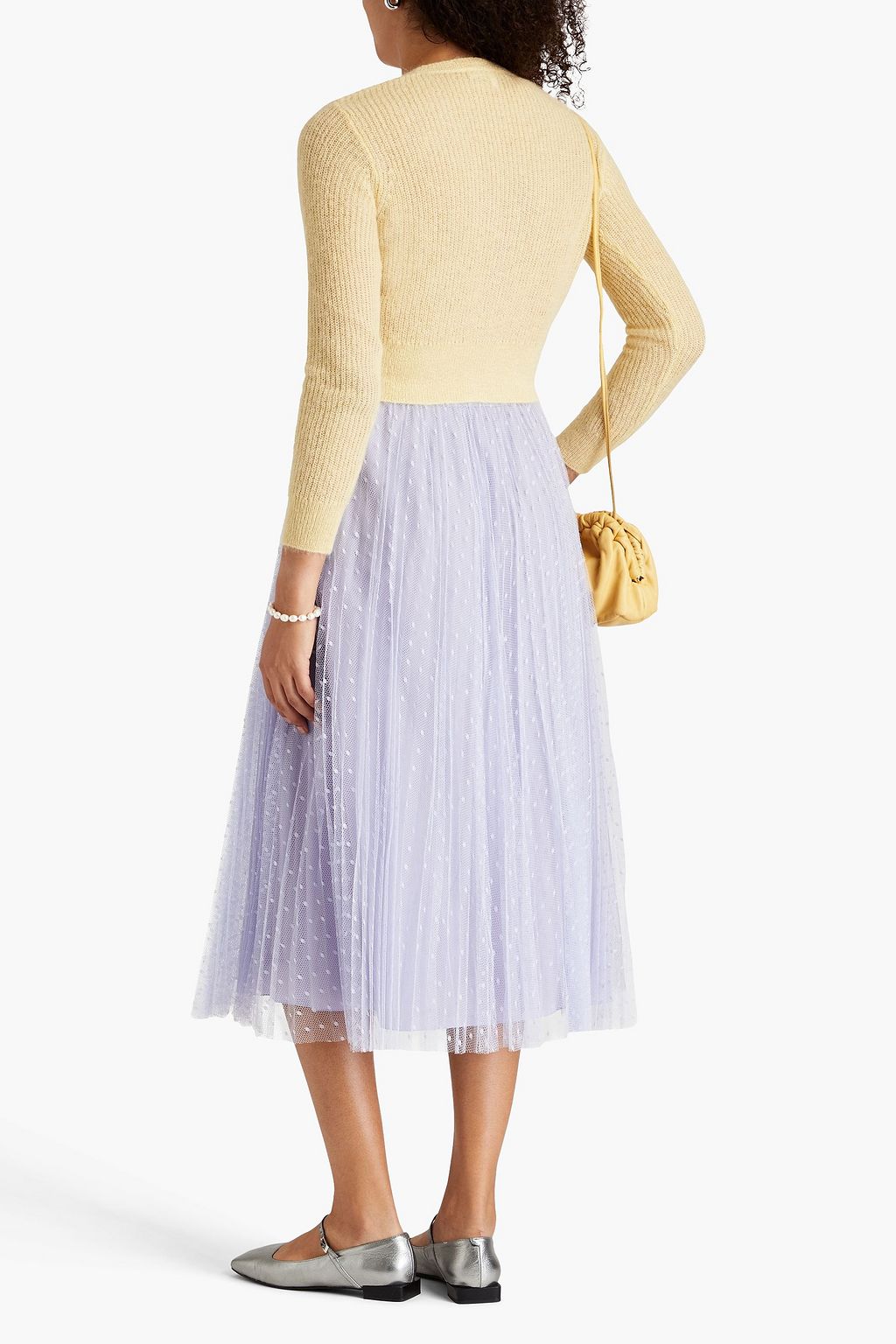 REDVALENTINO تنورة متوسطة الطول من قماش بوان ديسبري مزينة بكسرات