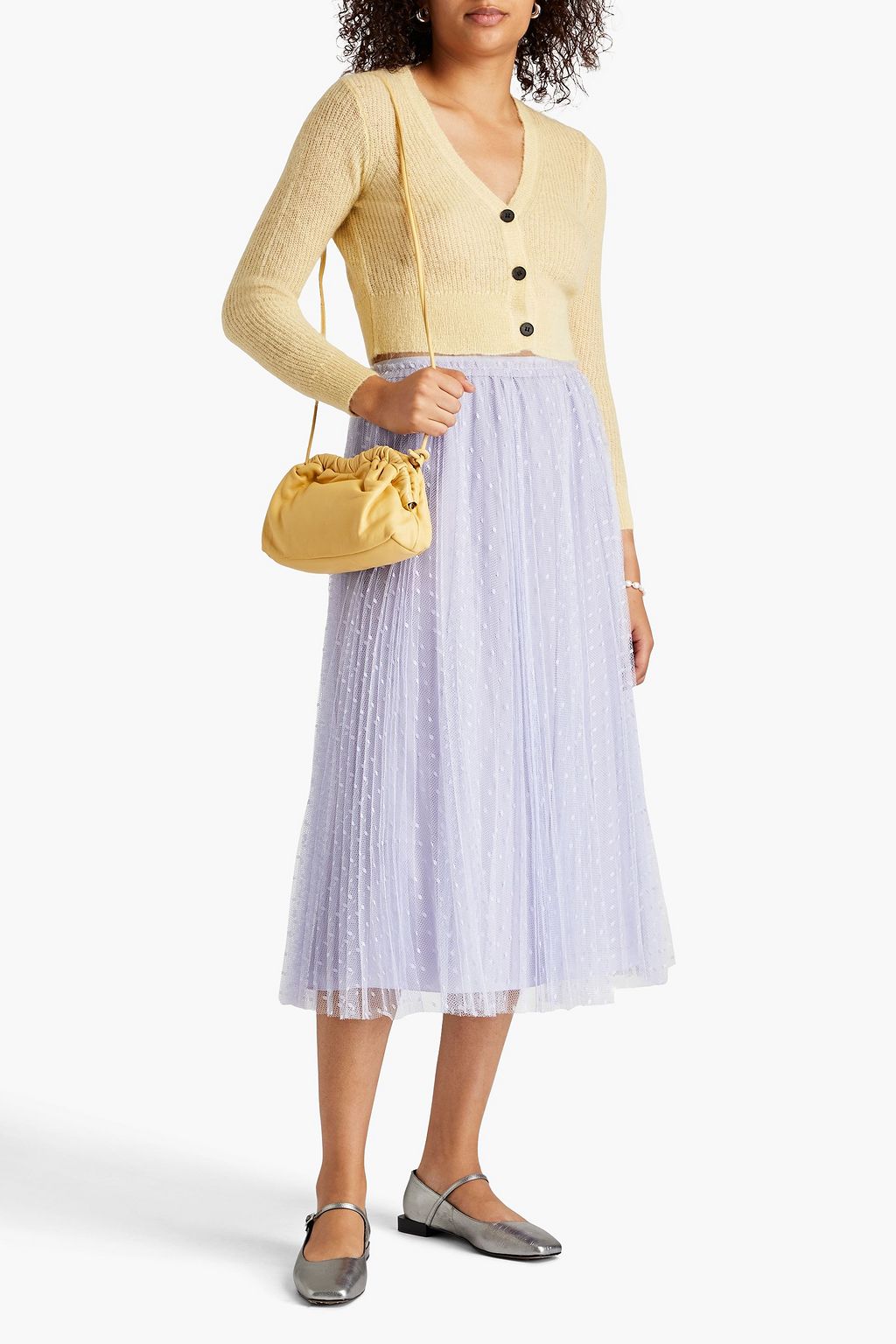 REDVALENTINO تنورة متوسطة الطول من قماش بوان ديسبري مزينة بكسرات