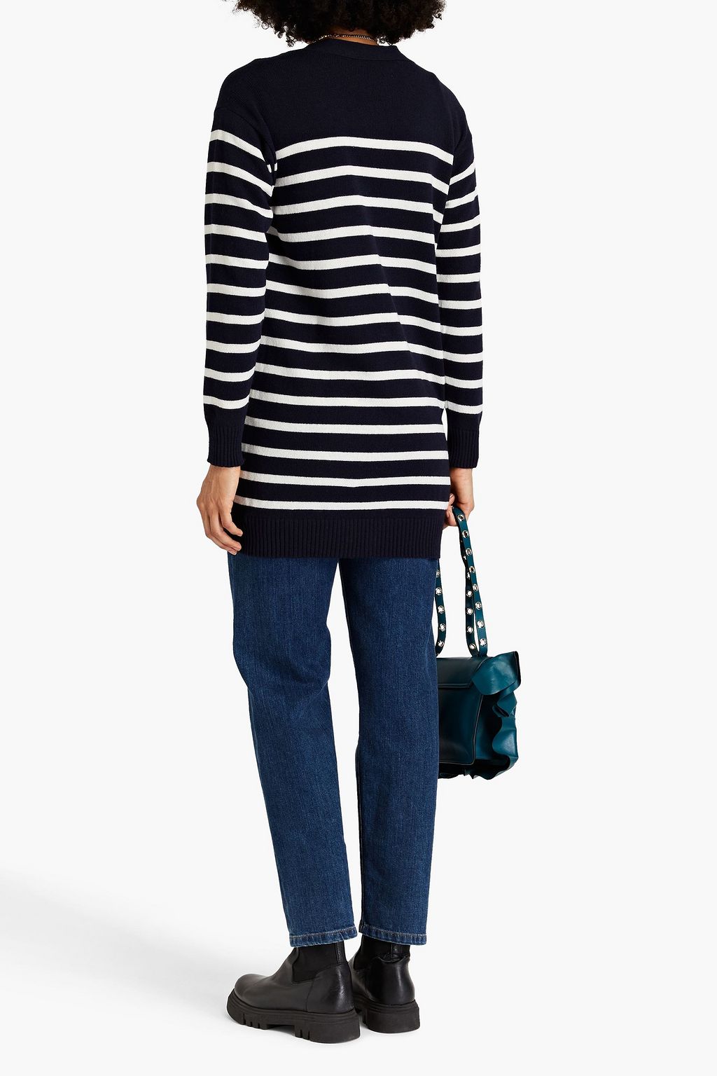REDVALENTINO Striped intarsia-knit cardigan