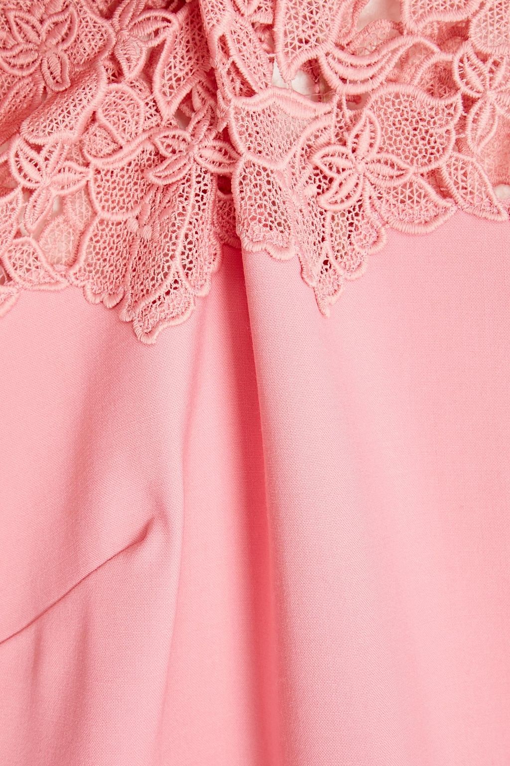 OSCAR DE LA RENTA Guipure lace-paneled wool-blend crepe mini dress