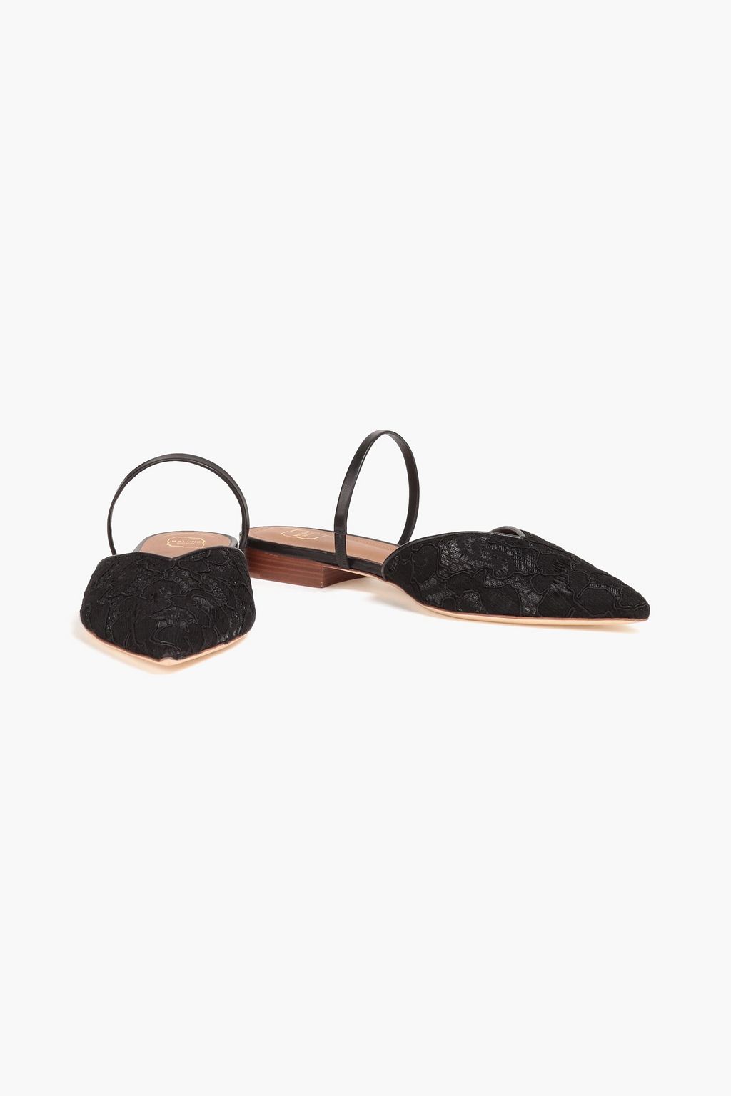 MALONE SOULIERS Marla Mules aus schnurgebundener Spitze mit Lederbesatz