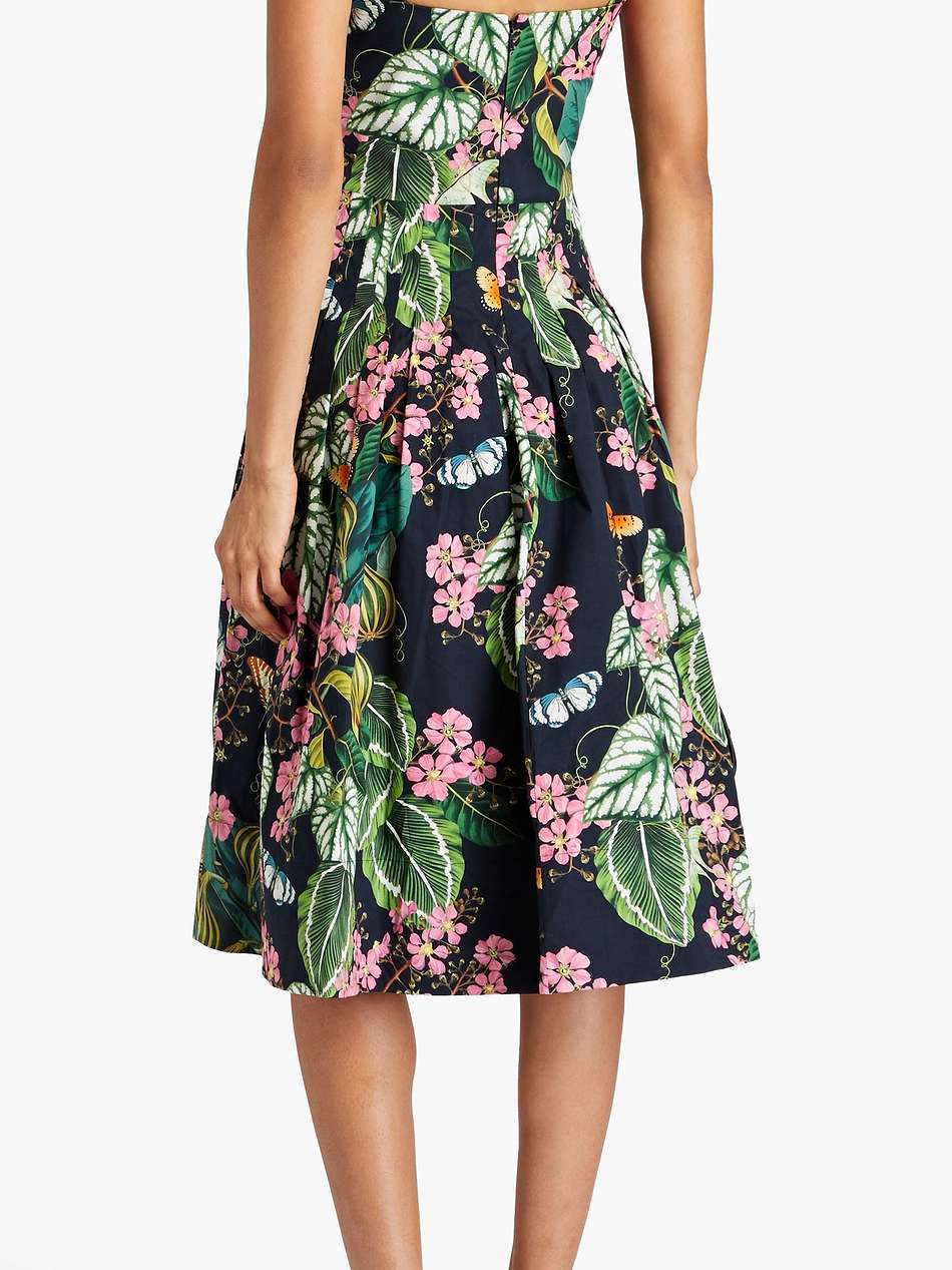 cutout floral-print cotton-blend poplin midi dress