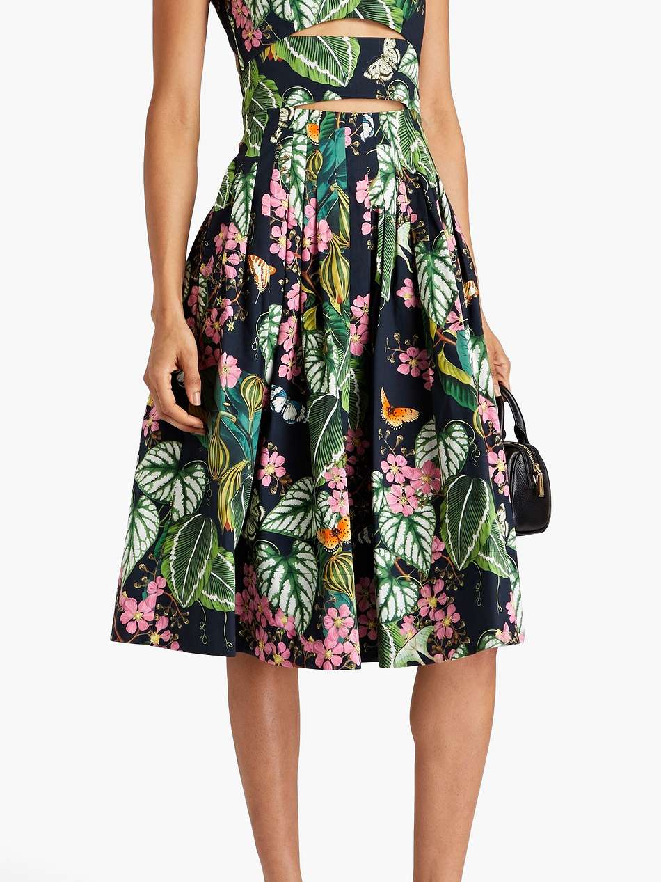 cutout floral-print cotton-blend poplin midi dress