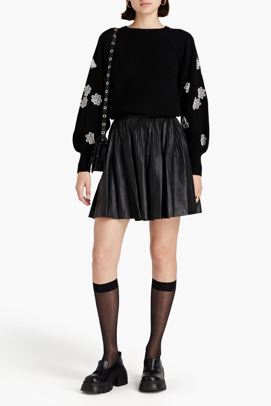 REDVALENTINO تنورة قصيرة مصنوعة من جلد بليسيه