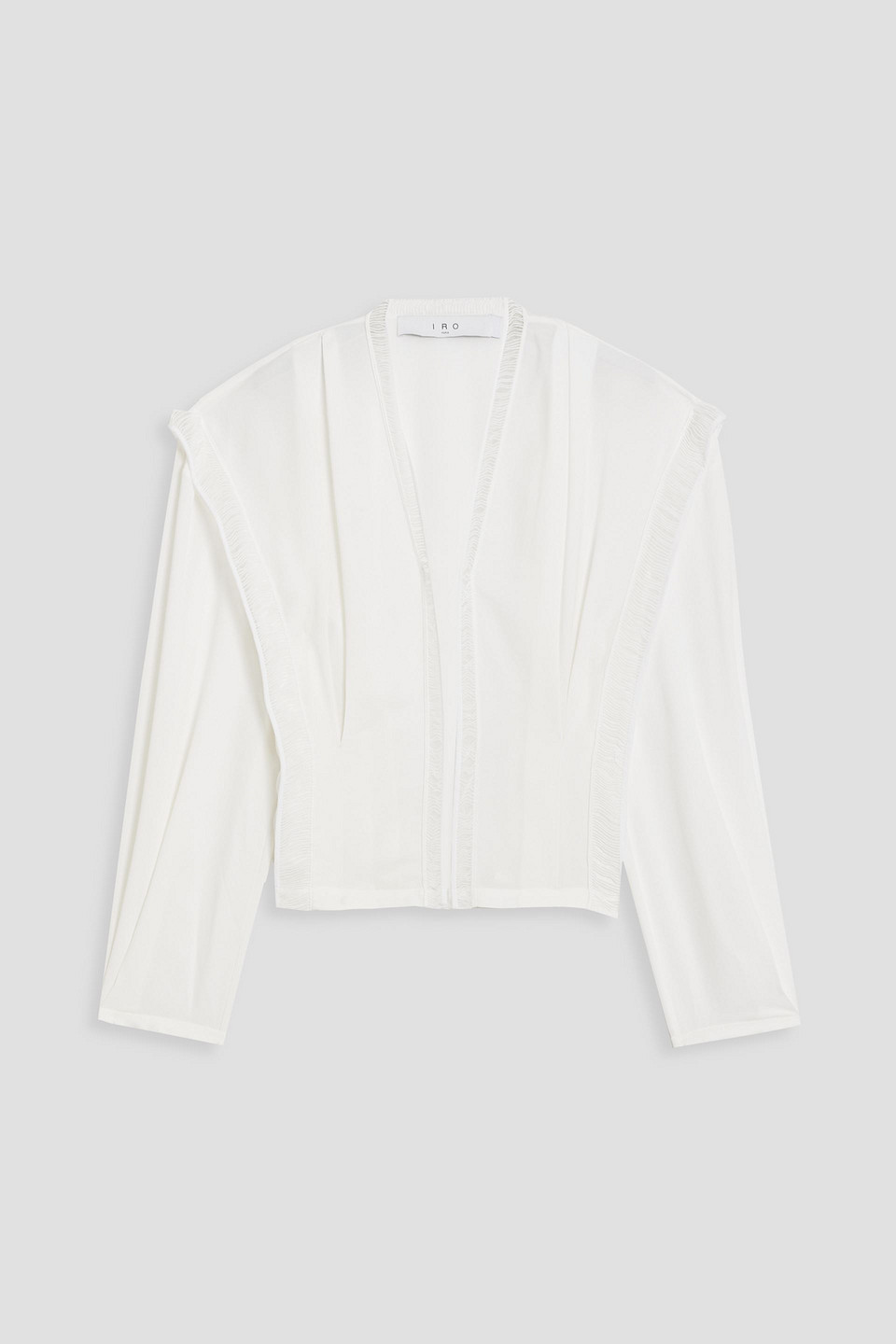 Shop Iro Elea Organza-trimmed Crepe Blouse In Off-white