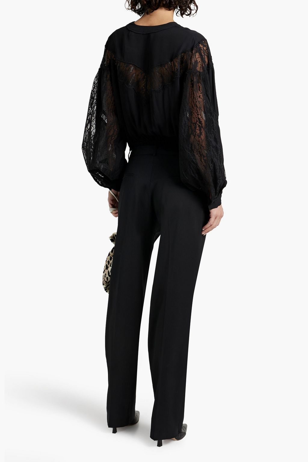 IRO Finra lace-paneled crepe blouse