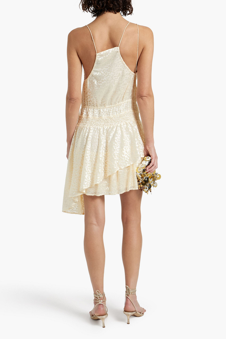 Shop Iro Leodie Asymmetric Cutout Fil Coupé Chiffon Dress In Cream