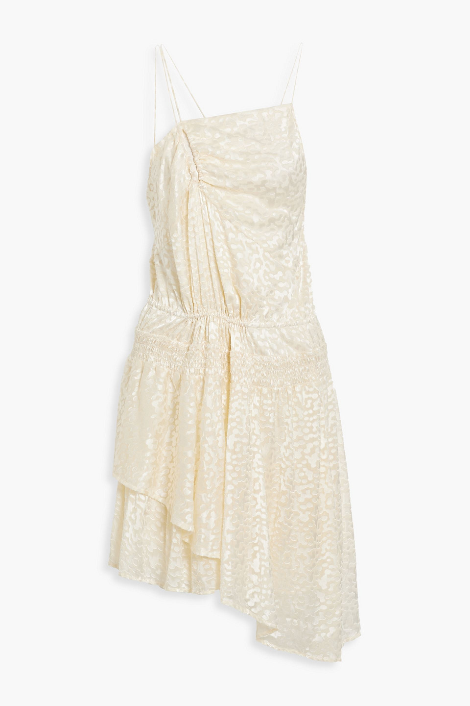 Shop Iro Leodie Asymmetric Cutout Fil Coupé Chiffon Dress In Cream