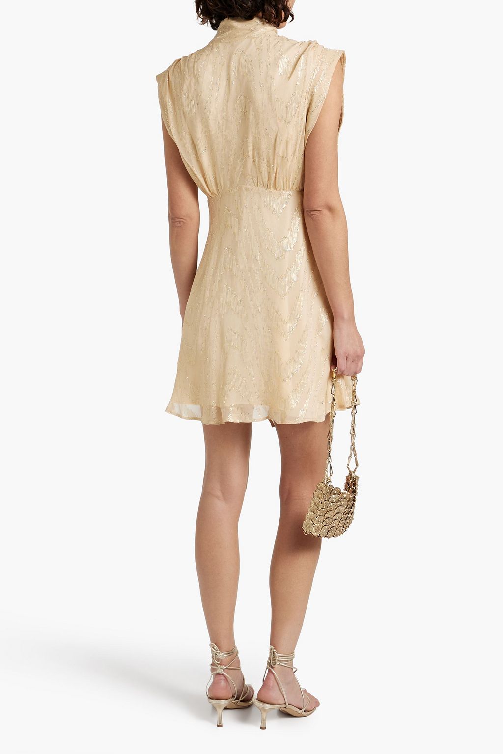 IRO Cutout metallic fil coupé silk-blend crepon mini dress