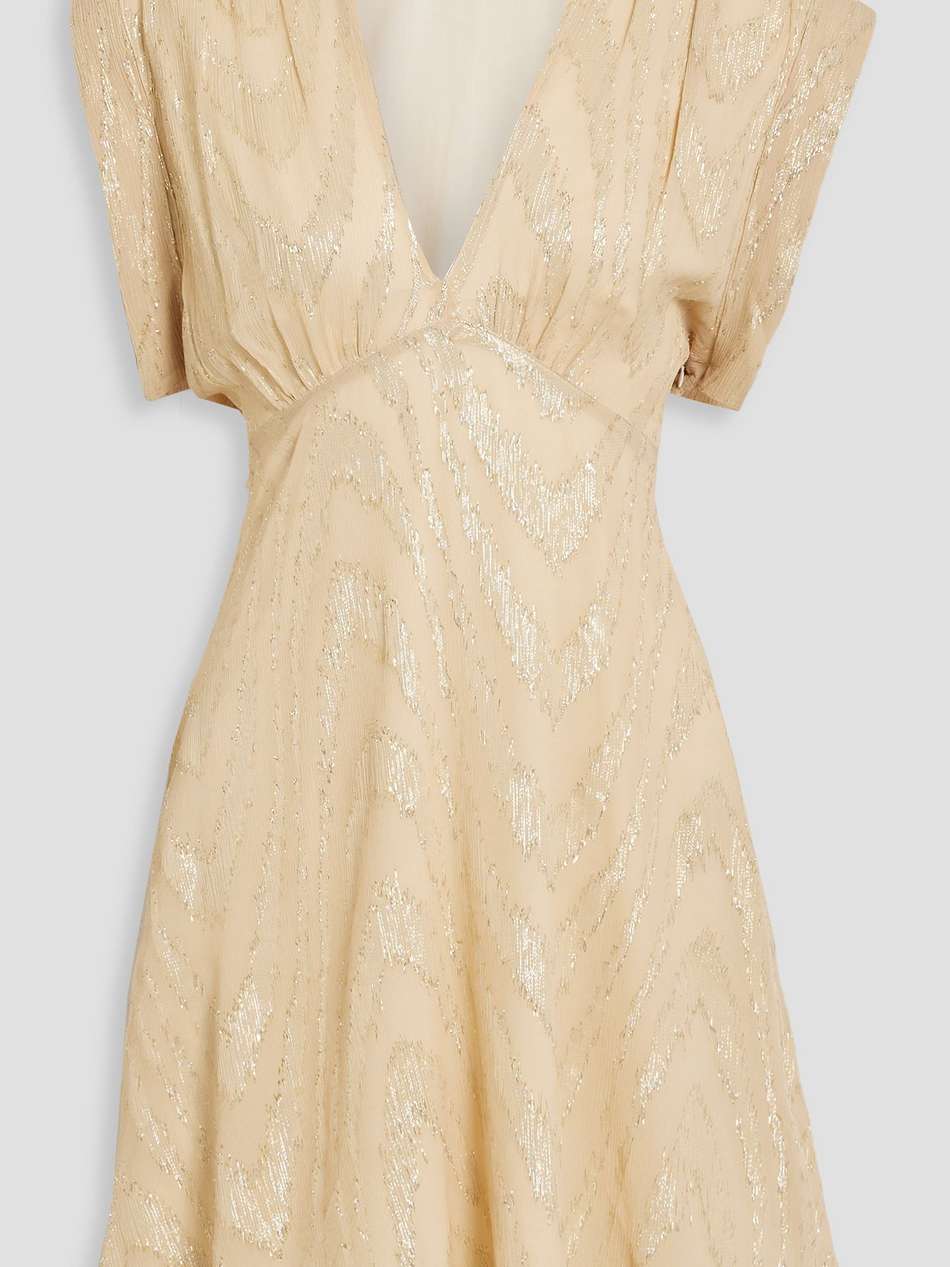 leven cutout silk-blend metallic fil coupé georgette mini dress