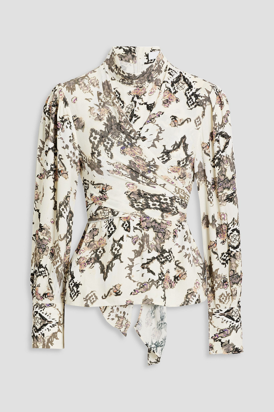 IRO - Sakari wrap-effect printed crepe de chine blouse - White - FR 40