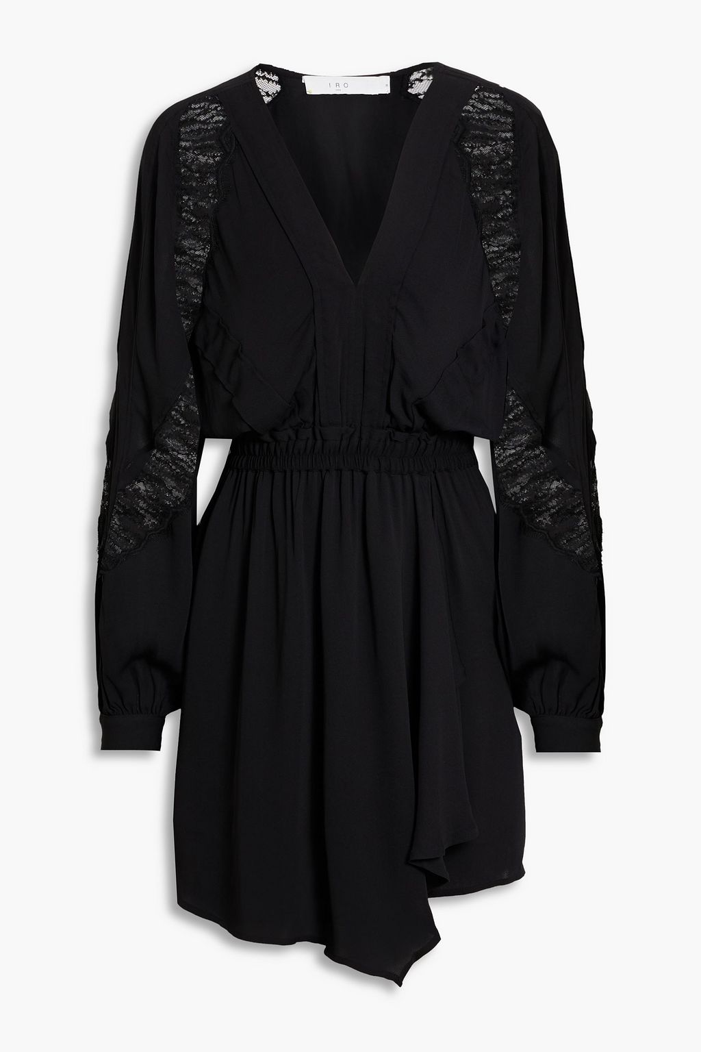 IRO Furia lace paneled ruffled crepe mini dress THE OUTNET