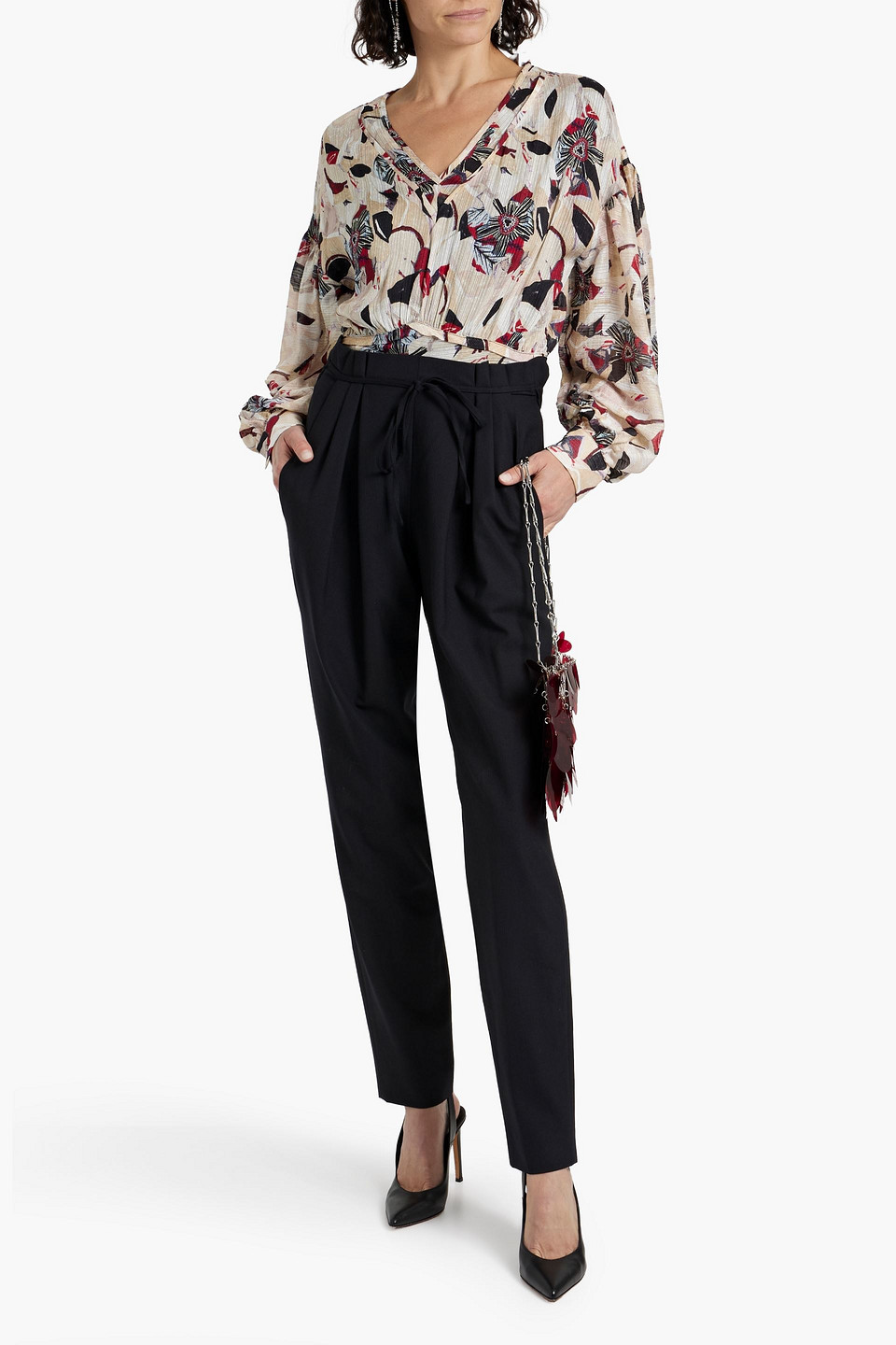 Shop Iro Dunna Floral-print Jacquard Blouse In Beige