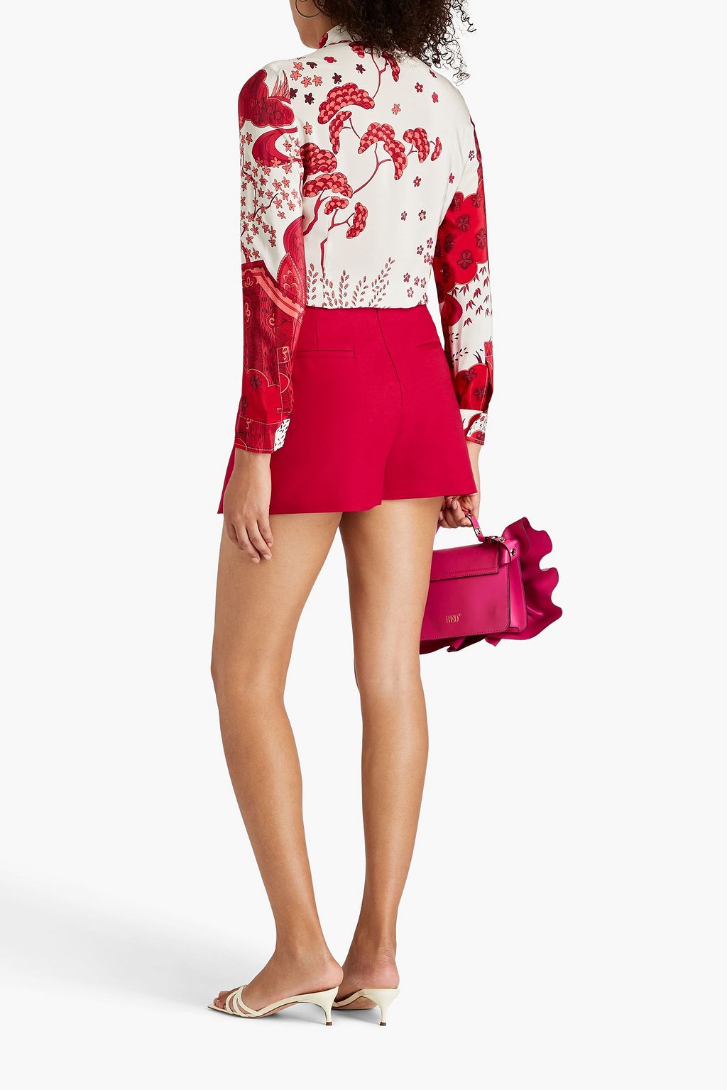 REDVALENTINO Skirt-effect bow-detailed cotton-blend shorts