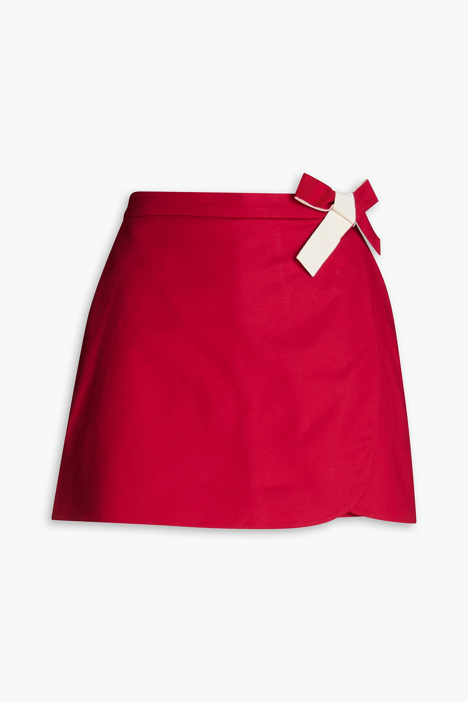 Red Valentino Skirt-effect Bow-detailed Cotton-blend Shorts In Red