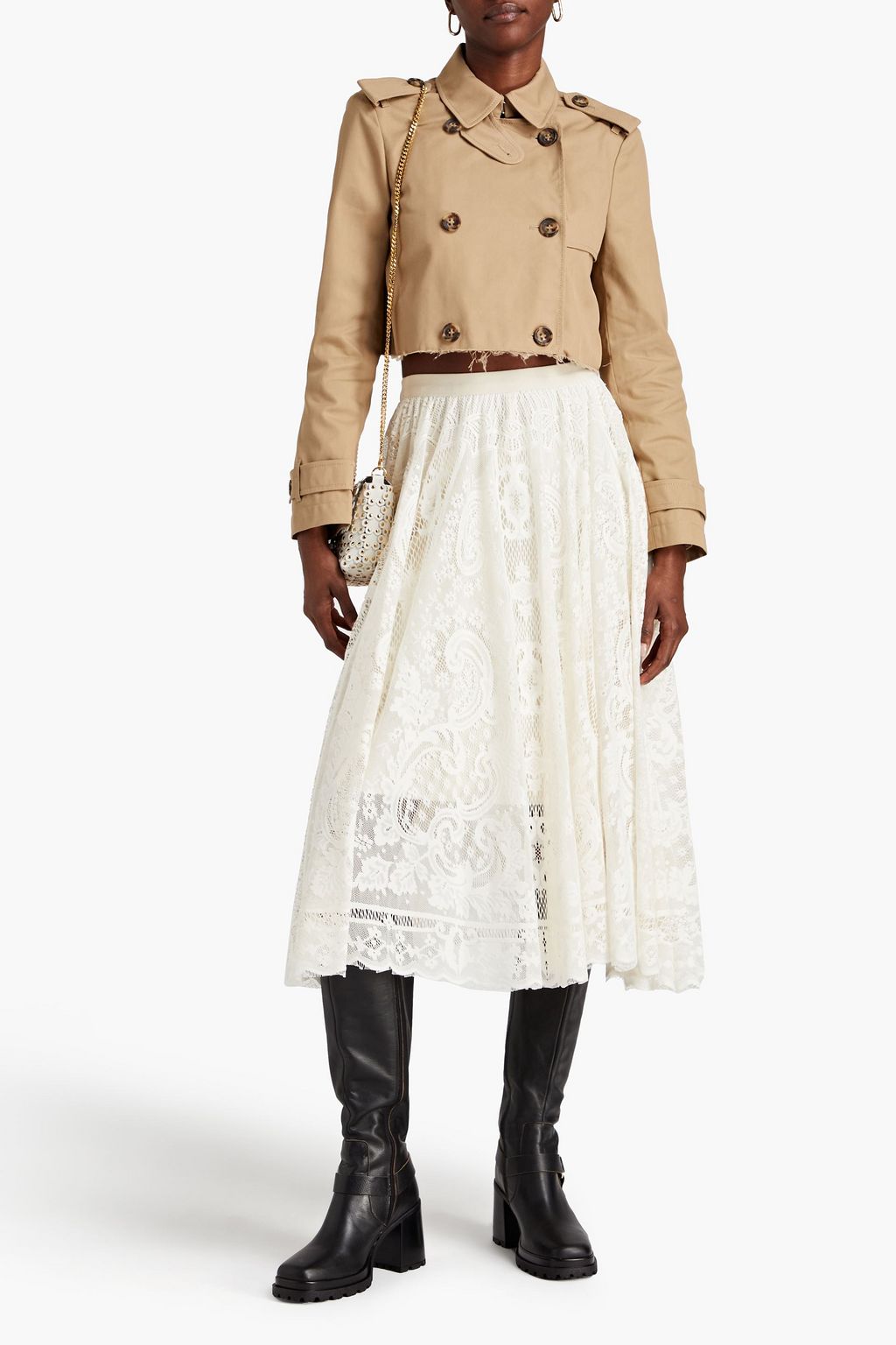REDVALENTINO Cropped double-breasted cotton-blend twill jacket
