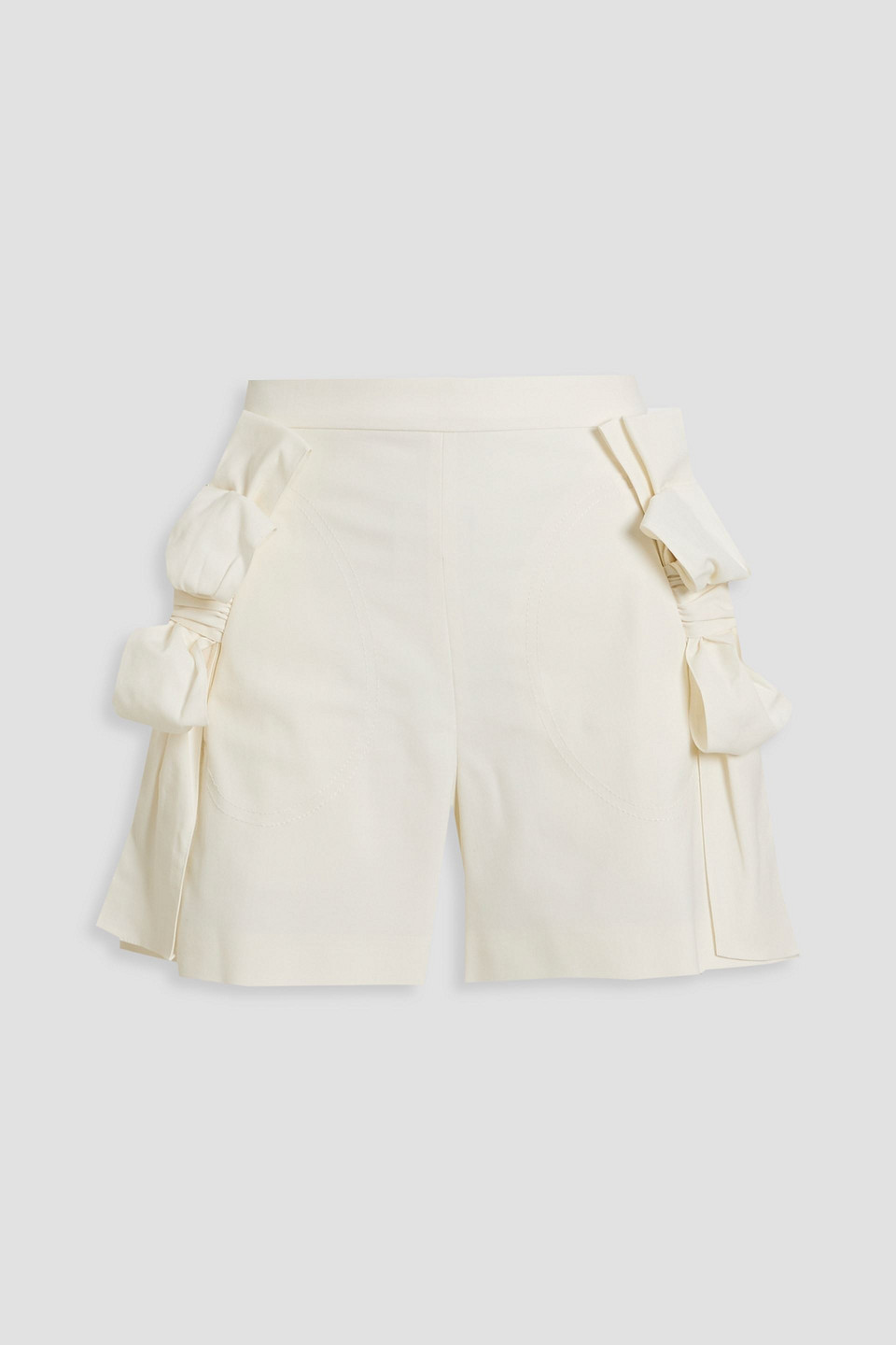 Red Valentino Bow-embellished Twill Shorts In Ivory