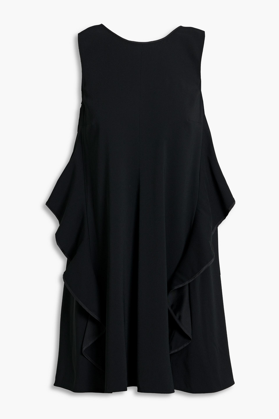 Red Valentino Bow-embellished Ruffled Stretch-crepe Mini Dress In Black