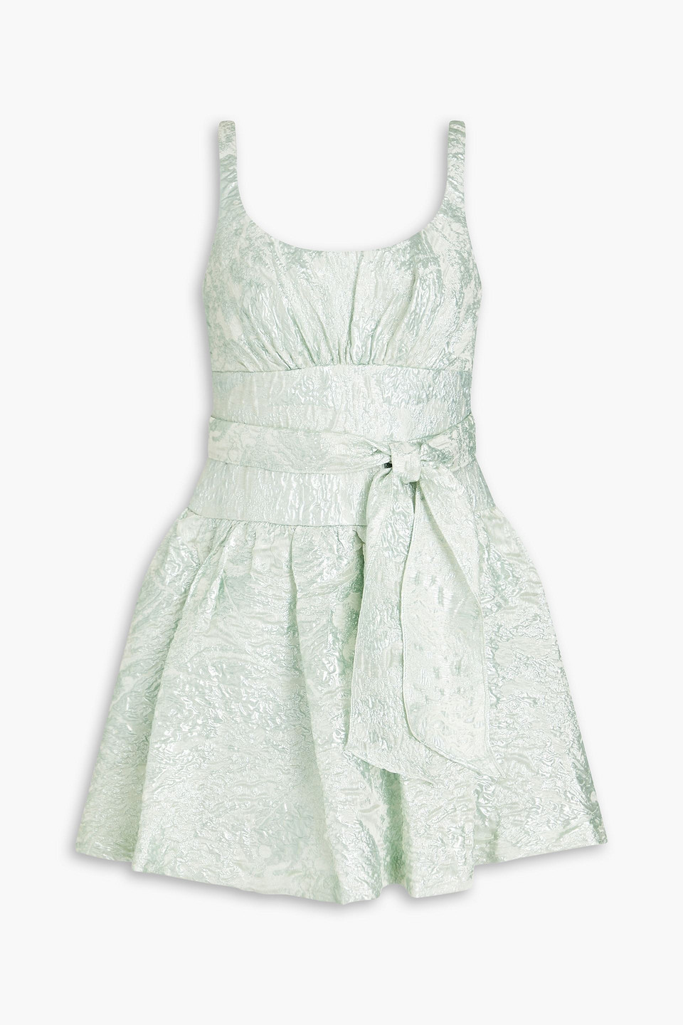 ml Monique Lhuillier Gathered Metallic Cloqué Mini Dress In Mint