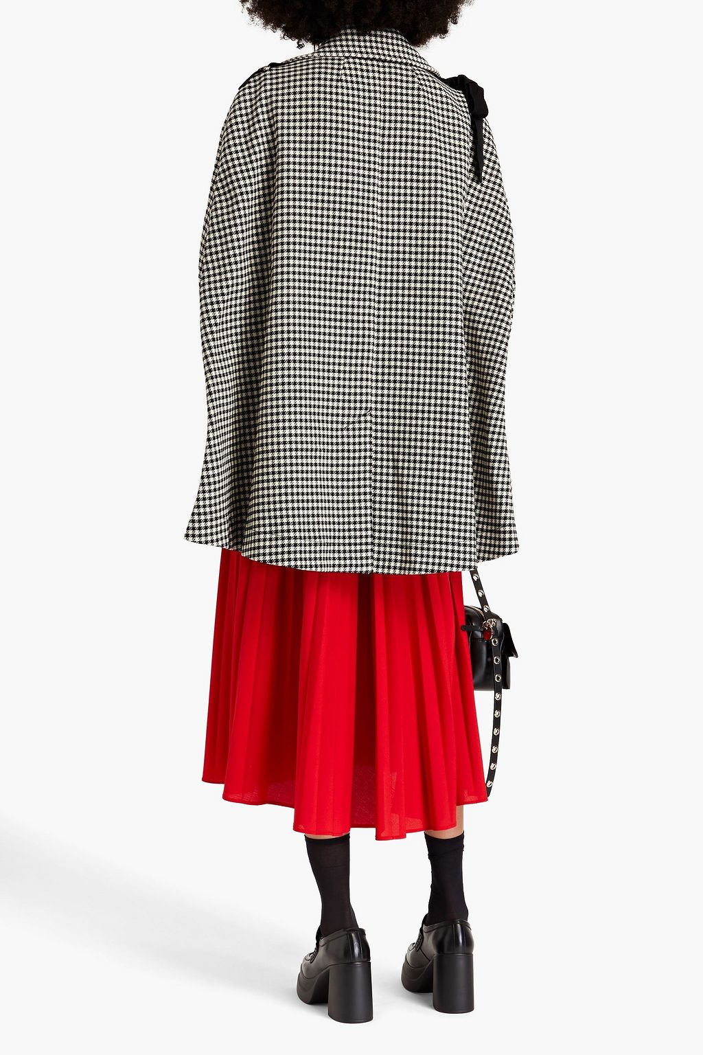 REDVALENTINO Double-breasted houndstooth tweed cape