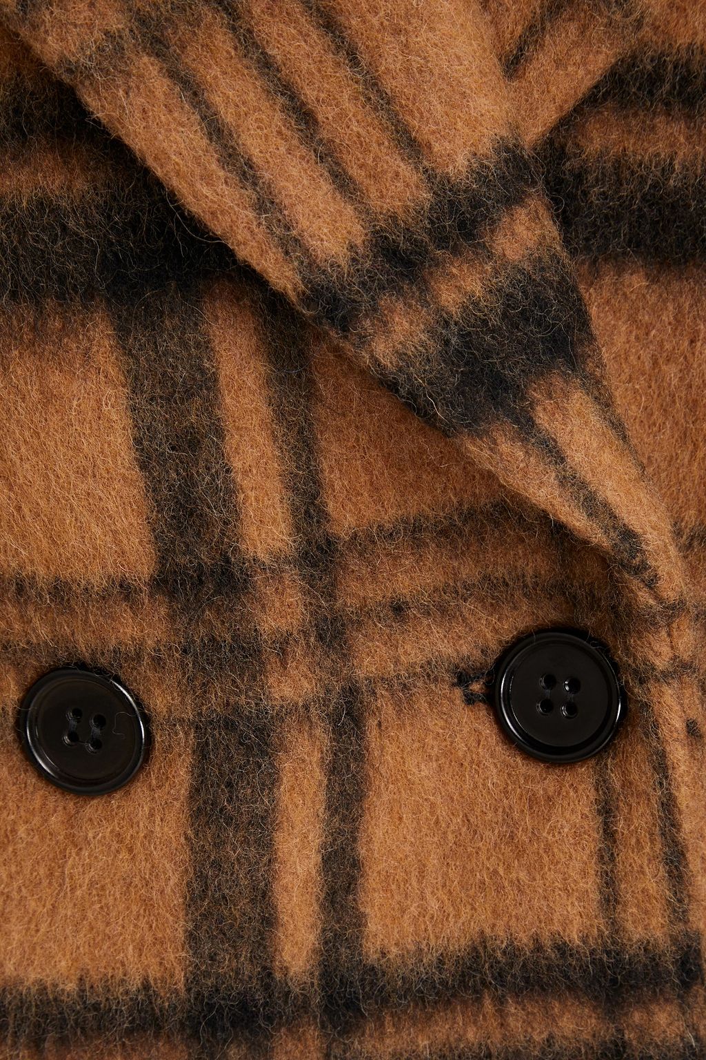 REDVALENTINO Double-breasted checked brushed wool-blend felt coat