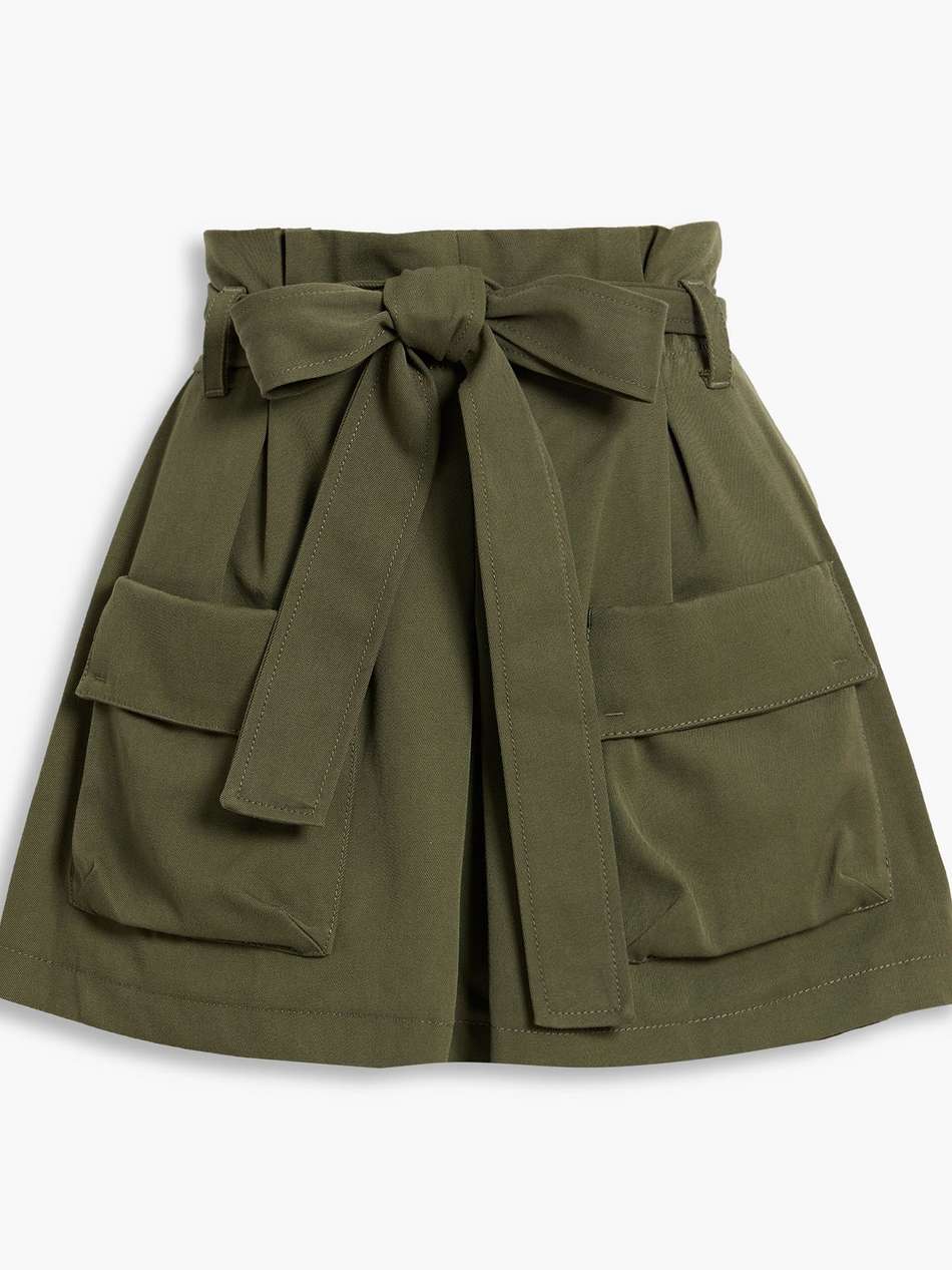 belted cotton and wool-blend twill shorts