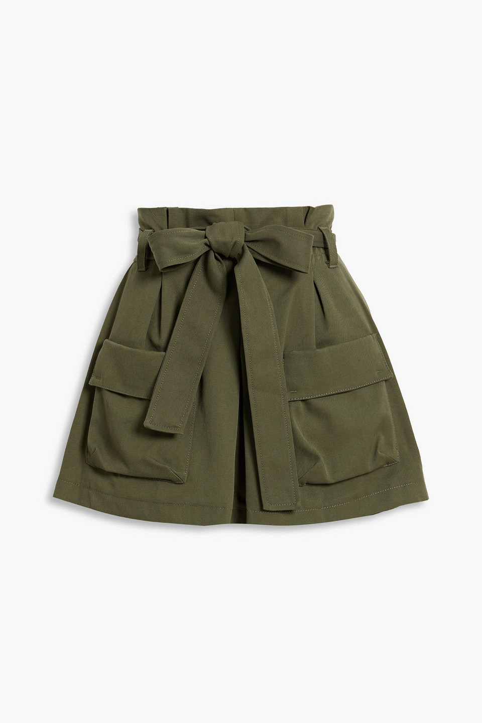 Red Valentino Belted Cotton And Wool-blend Twill Shorts In Army Green