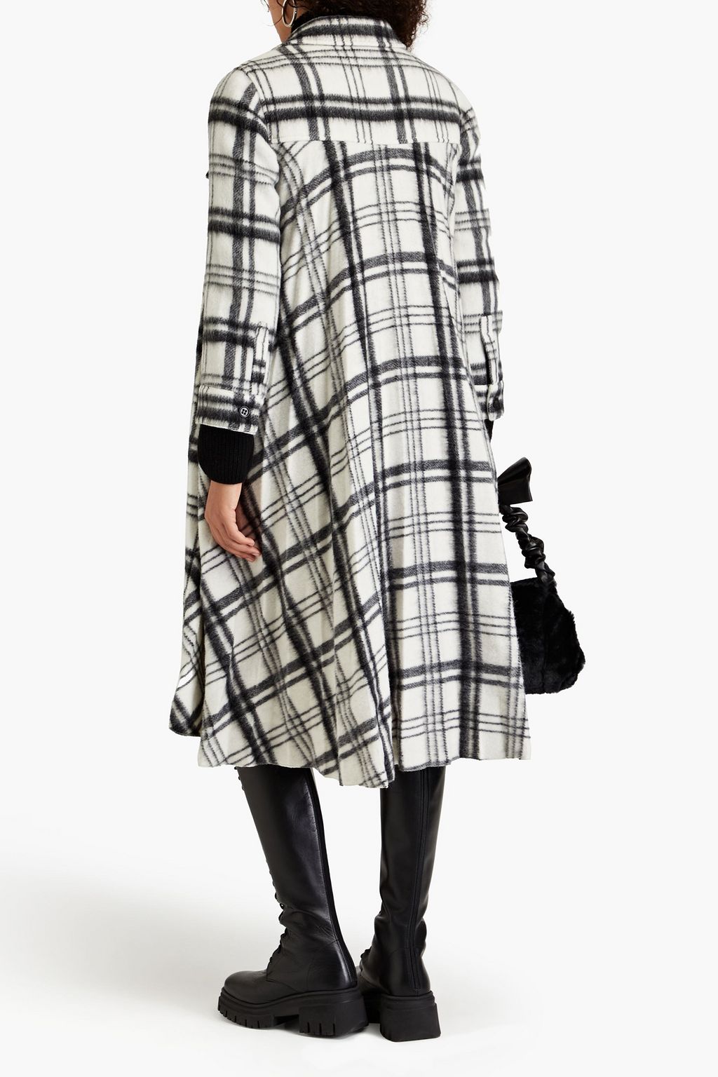 REDVALENTINO Checked brushed wool-blend felt coat