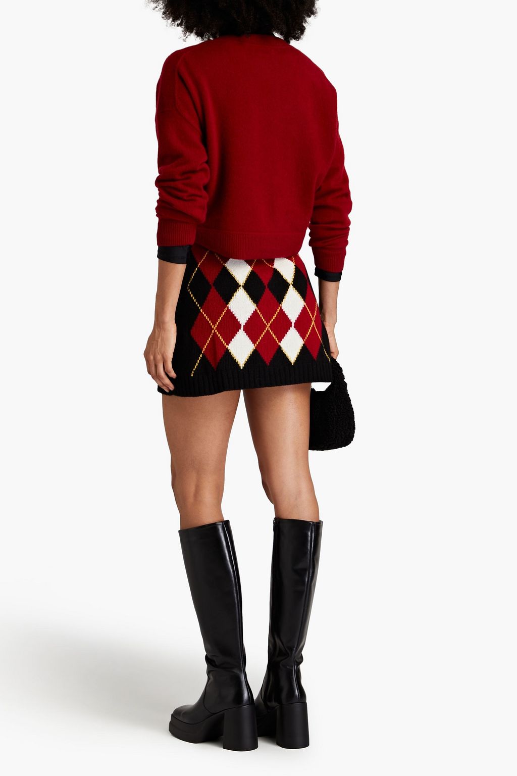 REDVALENTINO Argyle intarsia-knit mini skirt