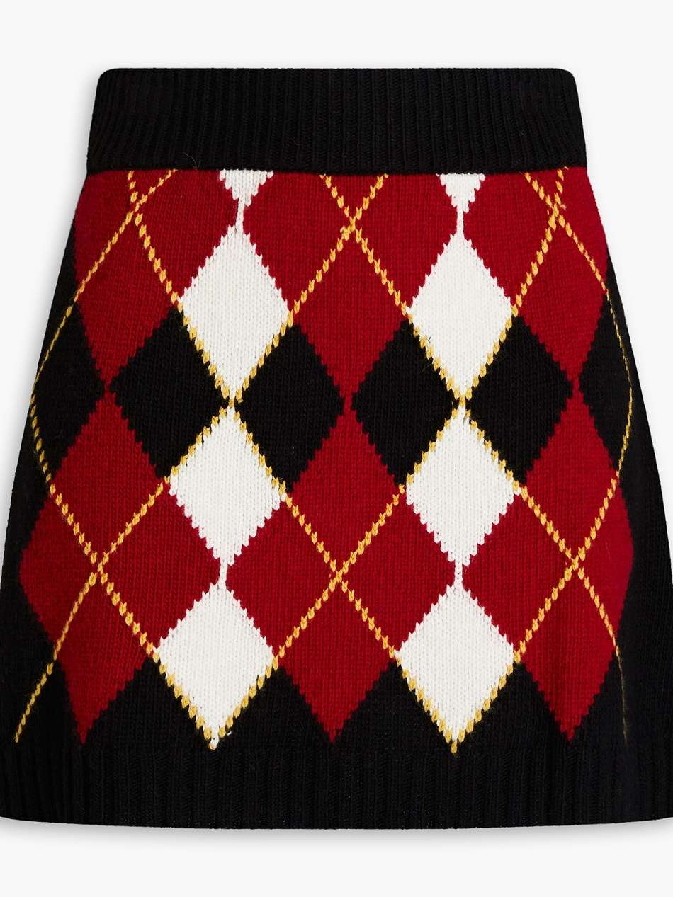 argyle intarsia-knit mini skirt