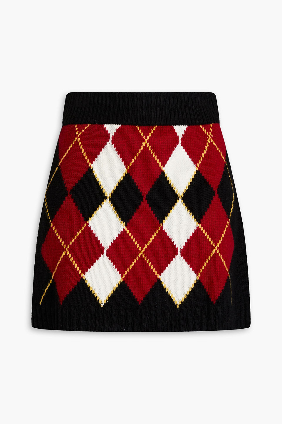 Red Valentino Argyle Intarsia-knit Mini Skirt In Multi