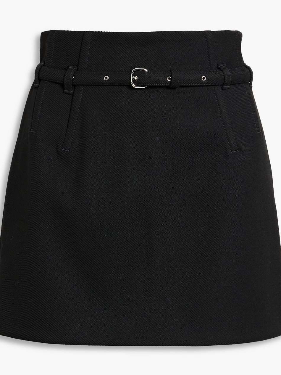 skirt-effect belted twill shorts