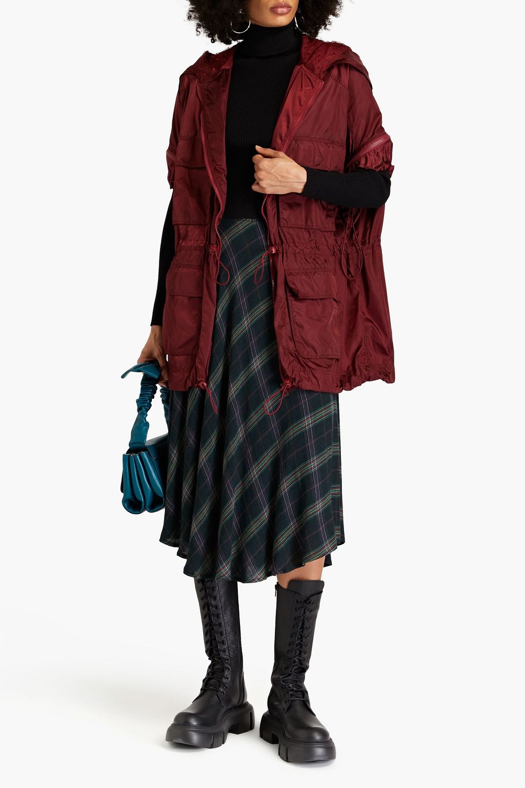 REDVALENTINO جاكيت بقبعة مصنوعة من قماش عازل بتصميم فضفاض